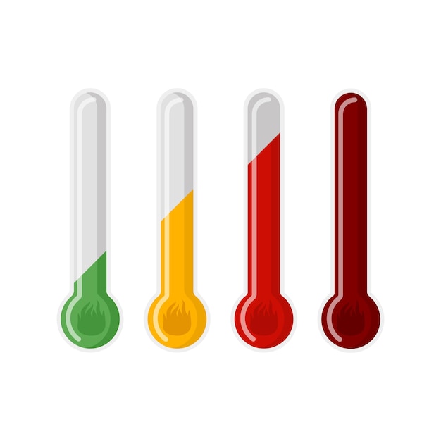 Icon thermometer indicator the degree of sharpness of the dish isolated on white background. Sticker for menu restaurant in flat style. Vector illustration design.