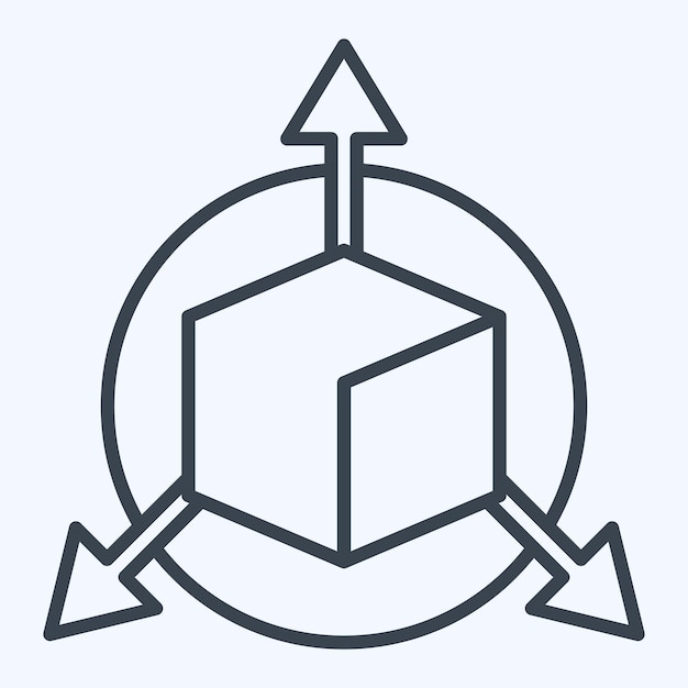 Icon Three Dimensional Object related to 3D Visualization symbol line style