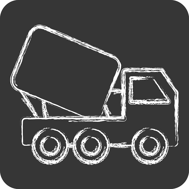 Icon Truck Mixer gerelateerd aan Bouwmateriaal symbool krijt Stijl eenvoudig ontwerp bewerkbaar eenvoudige illustratie