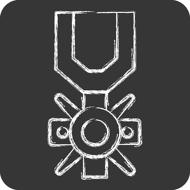 Vector icon valor medal related to military symbol chalk style simple design editable simple illustration