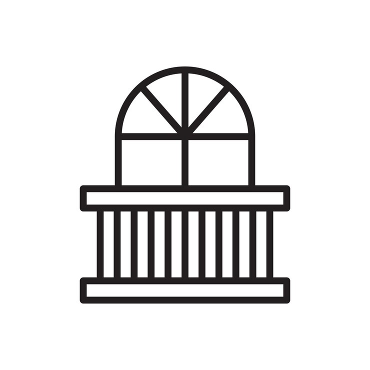 Vector icon van balkonlijn geïsoleerd op witte achtergrond