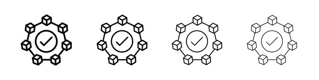 Icon van blockchain-technologie Vlak illustratiebord