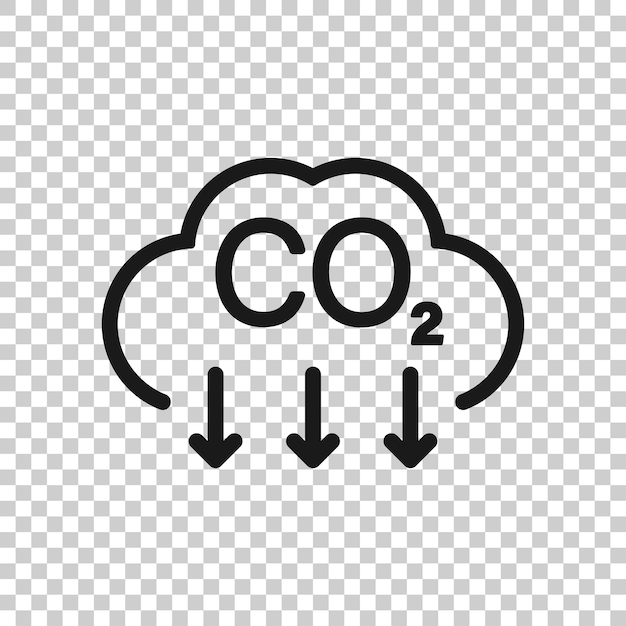 Icon van CO2 in platte stijl Emissions vector illustratie op witte geïsoleerde achtergrond Gas reductie business concept