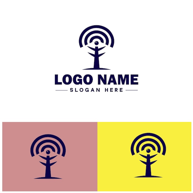 Icon van de antenne Luchtontvanger Zender vlakke logo teken symbool bewerkbare vector