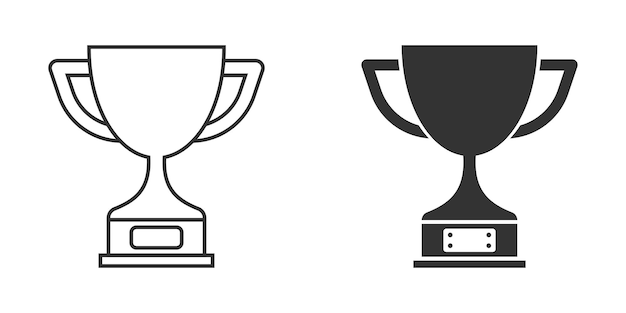 Icon van de beker in platte stijl Pokal prijs vector illustratie op geïsoleerde achtergrond Prijs bord bedrijfsconcept