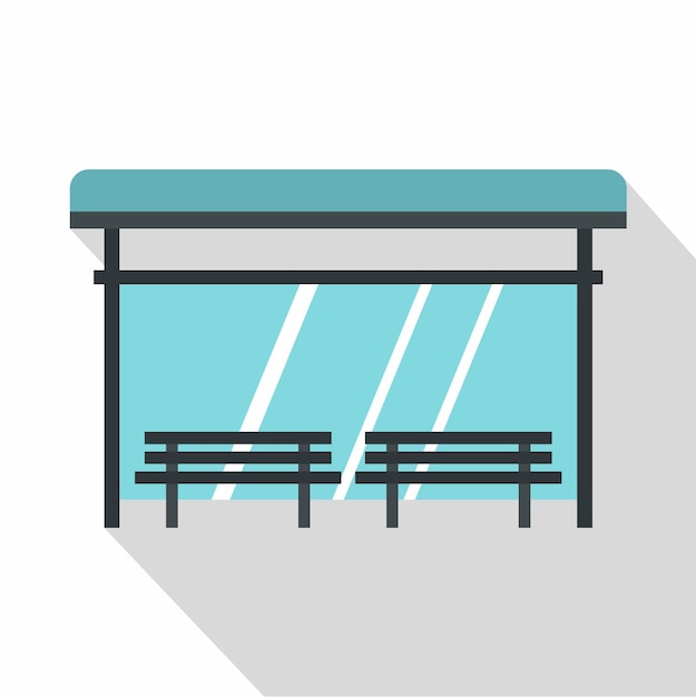 Icon van de bushalte Vlakke illustratie van het bushalte vector icoontje voor het web