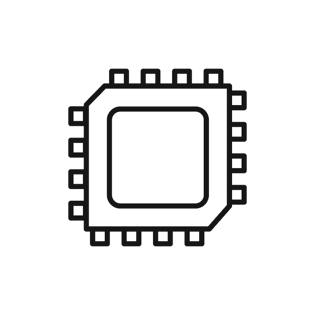 Icon van de chip Eenvoudig dunne lijn vlak symbool