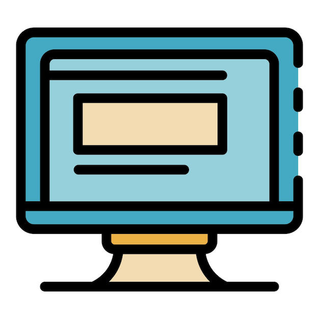 Icon van de computer Monitor Outline van de monitor Computer Vector Icon Kleur vlak geïsoleerd