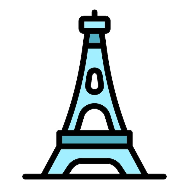 Icon van de eiffeltoren outline eiffeltoren vector icoontje kleur vlak geïsoleerd