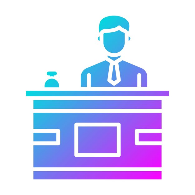 Icon van de hotelreceptie kan worden gebruikt voor de iconenverzameling van het hotelbeheer