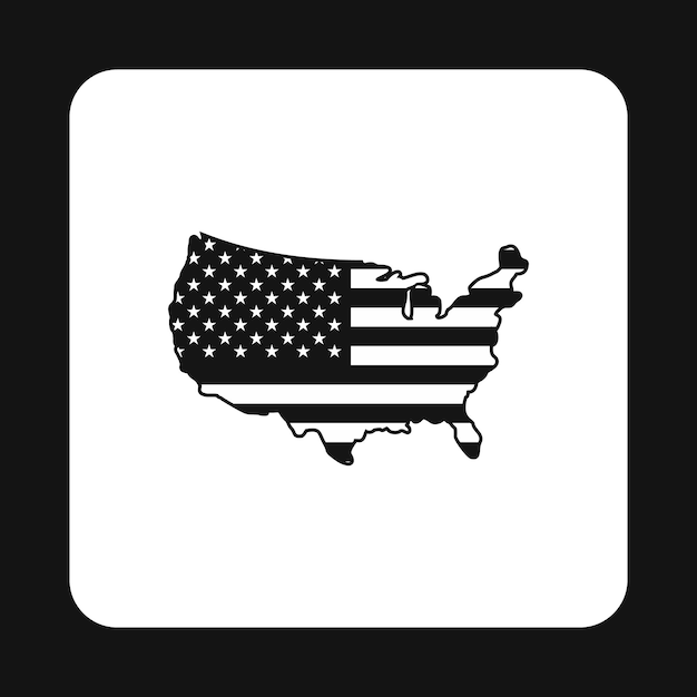 Icon van de kaart van de Verenigde Staten in eenvoudige stijl geïsoleerd op witte achtergrond Symbolen van staten en gebieden