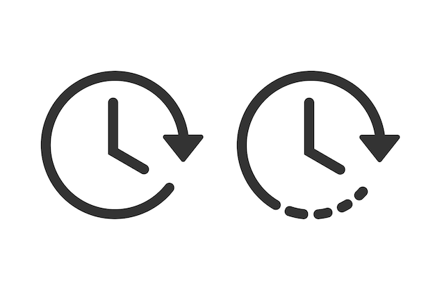 Icon van de klok en vector van het icon van de tijd op witte achtergrond
