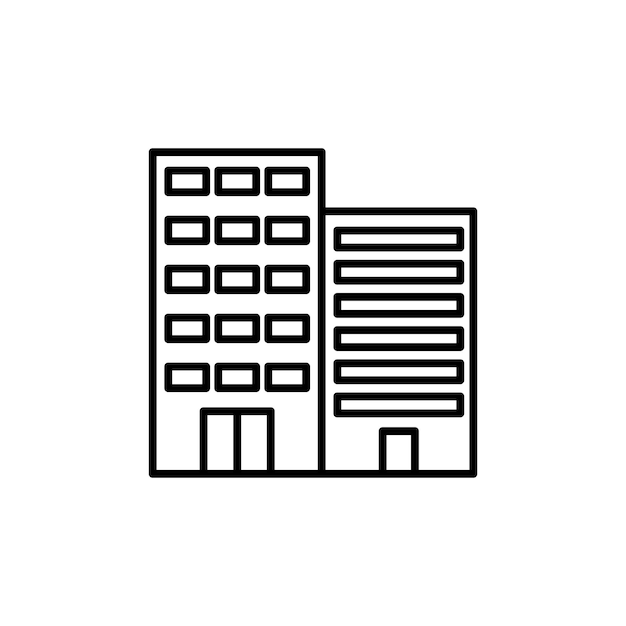 Icon van de lijn van het kantoorblok geïsoleerd op witte achtergrond