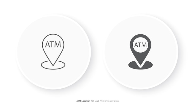 Icon van de locatie van de pin van de geldautomaat ontwerp kaart pin symbool Bank pin kaart teken vector illustratie