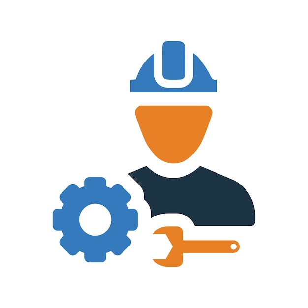Icon van de machinist van de ingenieur van de apparatuur Bewerkbaar vectorlogo