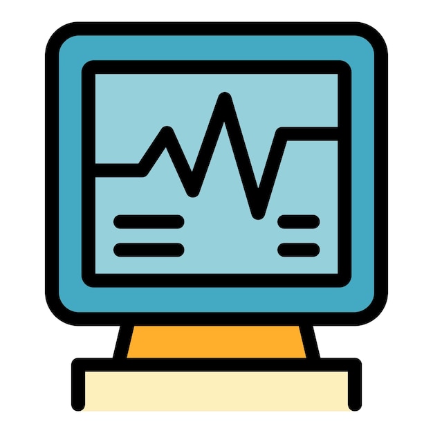 Icon van de medische hartslagmonitor outline van de medische hartslagmonitor vector icon kleur plat geïsoleerd