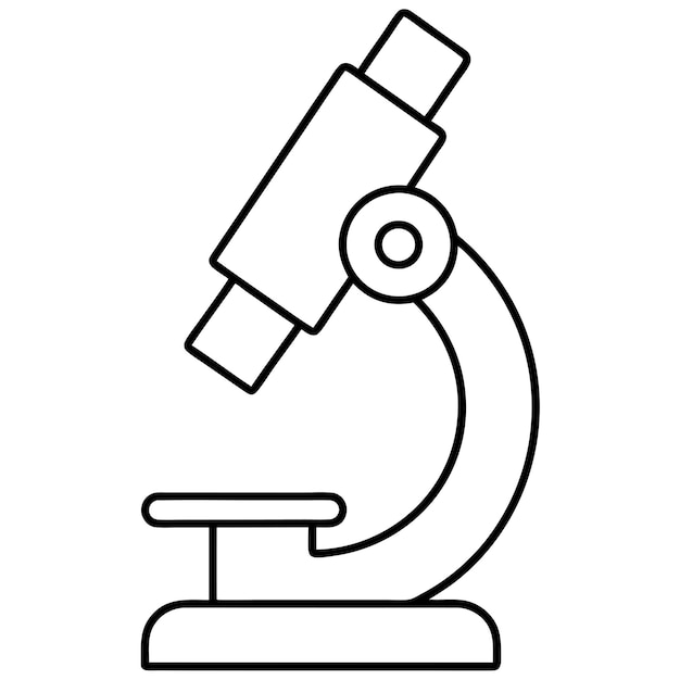 Icon van de microscoop Zwarte witte lijn Art Vector Logo