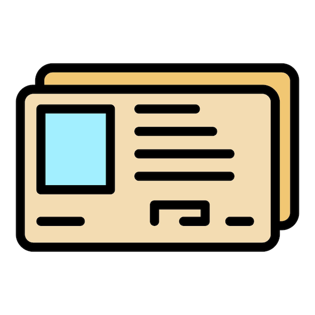 Icon van de rij-identificatie Outline van de rijden ID vector icoontje kleur vlak geïsoleerd
