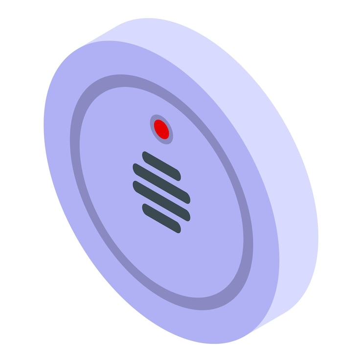Vector icon van de rookdetector isometrische vector brandalarm veiligheidskoolstof