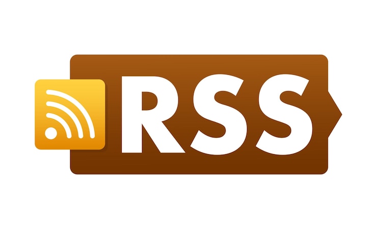 Vector icon van de rss-feed die de uitzending en het delen van informatie aangeeft