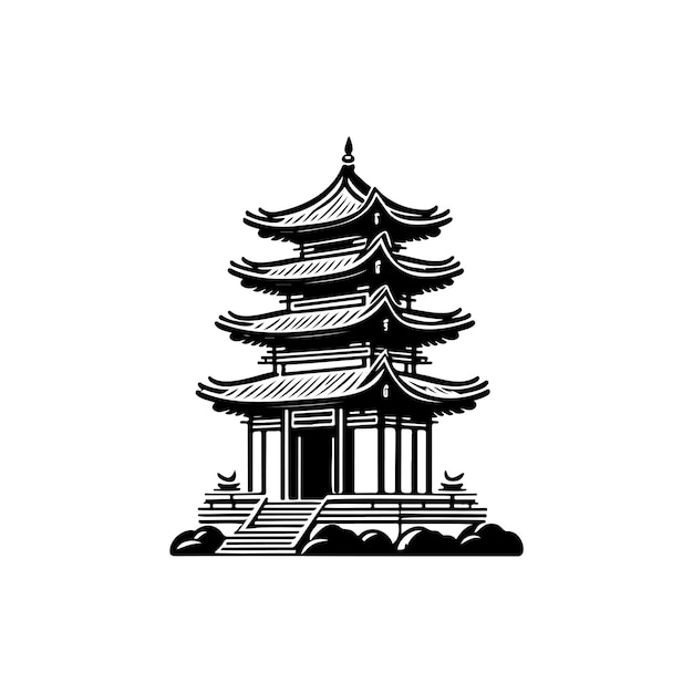 Icon van de tempel handtekening zwarte kleur Chinees nieuwjaar logo vector element en symbool