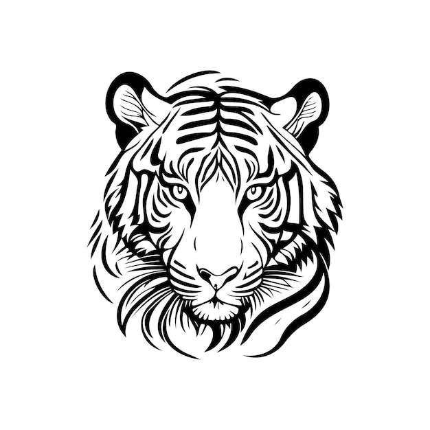 Icon van de tijger met de hand getekend zwarte kleur wildlife day logo vector element en symbool