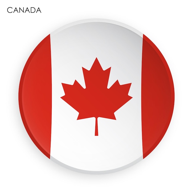 Icon van de vlag van Canada in moderne neomorphisme stijl Knop voor mobiele applicatie of web Vector op wit