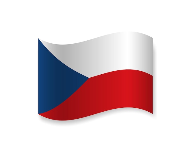 Vector icon van de vlag van de tsjechische republiek golvend vectorelement met schaduw beste voor mobiele apps ui en webontwerp