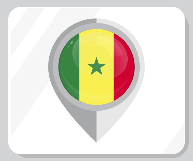 Icon van de vlag van Senegal met glanzende pin