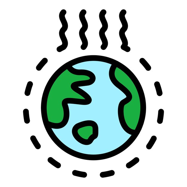 Vector icon van de wereldwijde klimaatverandering outline van de globale klimaatverandering vector icon kleur vlak geïsoleerd