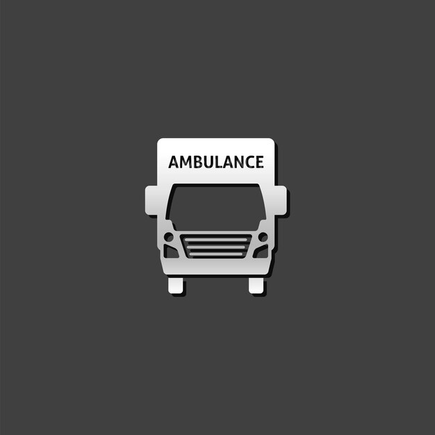 Icon van een ambulance in metaalgrijze kleur Medische hulp gezondheidszorg