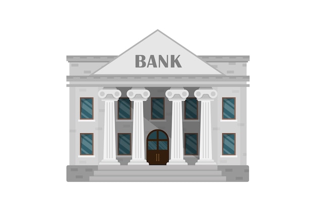 Vector icon van een bankgebouw in platte stijl vectorillustratie van de financiële afdeling op een geïsoleerde achtergrond gerechtsgebouw met zuilen teken bedrijfsconcept