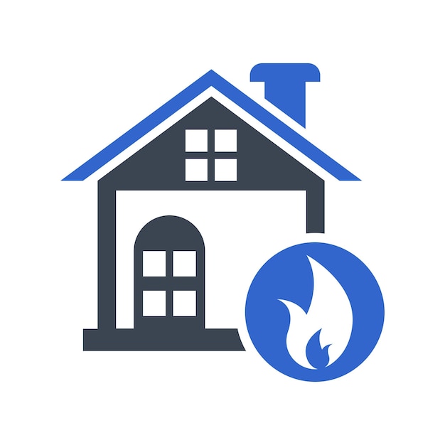 Icon van een brandexplosie in een huis