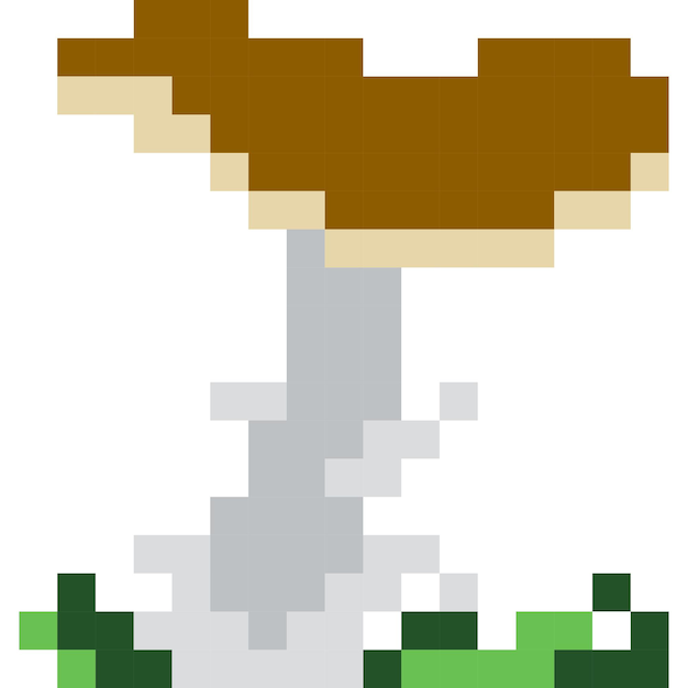 Icon van een cartoon met paddenstoelen in pixel stijl