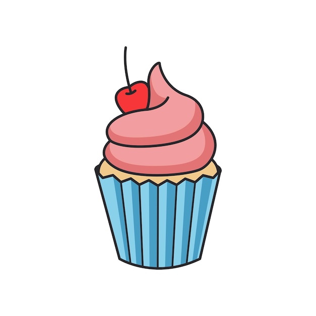 Icon van een cupcake in platte stijl