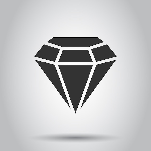 Icon van een diamant in platte stijl Gemstone vector illustratie op witte geïsoleerde achtergrond Jewelry briljante bedrijfsconcept