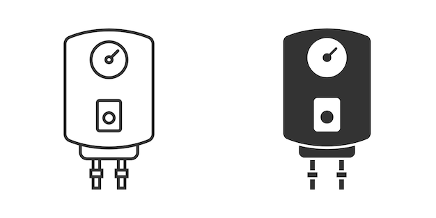 Icon van een gasketel in platte stijl Heater vector illustratie op een geïsoleerde achtergrond Boiling sign bedrijfsconcept