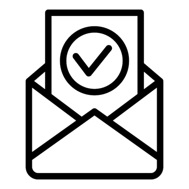 Icon van een geopende envelop die een document toont met het teken van een vinkje