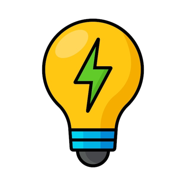 Icon van een gloeilamp met een illustratie van een vector van elektrische energie
