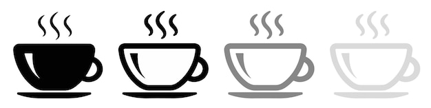 Icon van een kopje koffie Silhouet van een theekopje symbool espresso teken in vector vlak