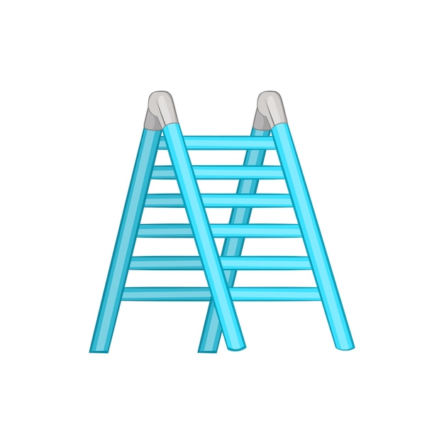 Icon van een ladder in cartoon-stijl geïsoleerd op een witte achtergrond Symbool van de uitrusting