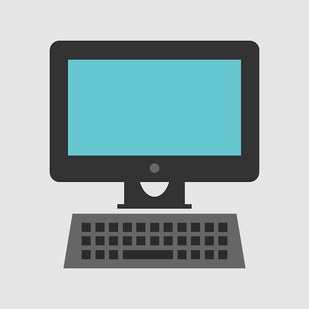 Icon van een monitor met een toetsenbord Vector op een grijze achtergrond