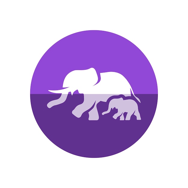 Icon van een olifant in platte kleur cirkel stijl Zoogdier dier familie jungle safari
