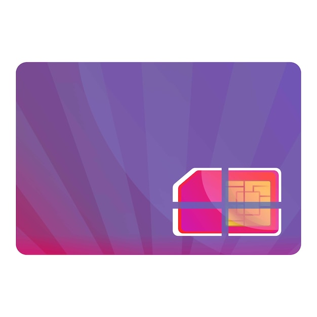 Icon van een paarse simkaart voor een paarse telefoon. Icon voor een webontwerp geïsoleerd op een witte achtergrond.