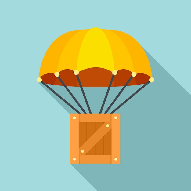 Icon van een parachute-leveringskist Flat illustratie van een vector-icone van een Parachute- leveringskist voor webontwerp