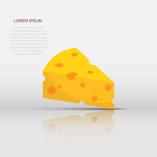 Icon van een plak kaas in platte stijl Milkvoedsel vectorillustratie op een geïsoleerde achtergrond Ontbijtbord bedrijfsconcept