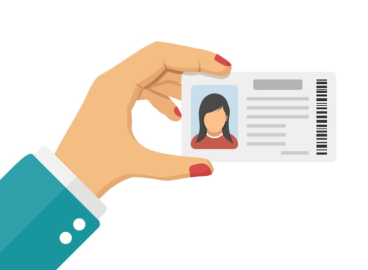 Vector icon van een rijbewijs in de hand in platte stijl vectorillustratie van een identificatiedocument op een geïsoleerde achtergrond