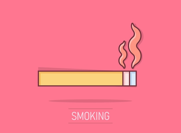 Icon van een sigaret in komische stijl Smoke cartoon vector illustratie op een geïsoleerde achtergrond Nicotine splash effect bedrijfsconcept