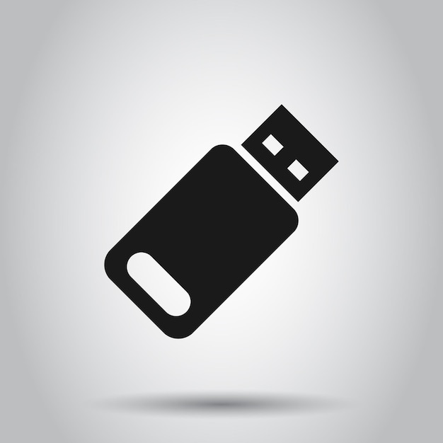 Vector icon van een usb-schijf in platte stijl flash disk vector illustratie op geïsoleerde achtergrond digitaal geheugen bedrijfsconcept