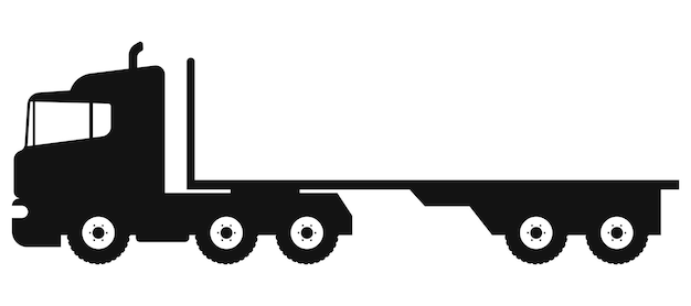 Icon van een vrachtwagen met een platte aanhangwagen vectorillustratie